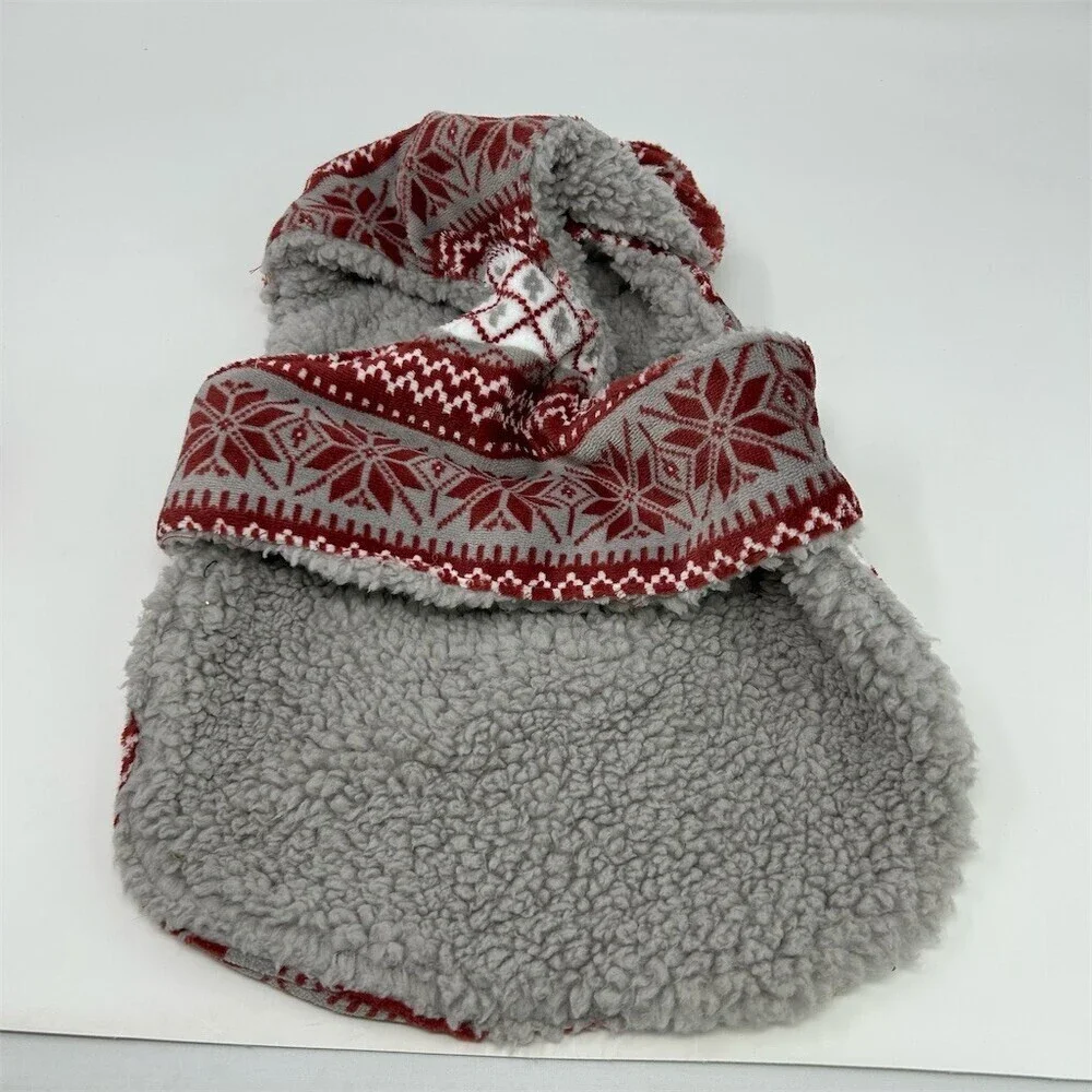 Berkshire Pet Collection Dog Hoodie Sweater Small Red Fair Isle Sherpa Small